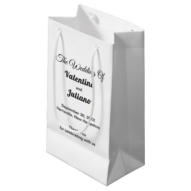 Black and White Small Wedding Gift Bag (Front Angled)