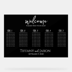 Black and White Small Wedding Seating Chart