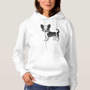 Black And White Smooth Coat Chihuahua Cartoon Dog Hoodie