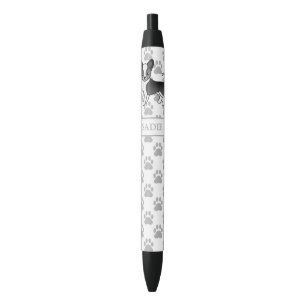 Black And White Smooth Coat Chihuahua Dog & Name Ink Pen