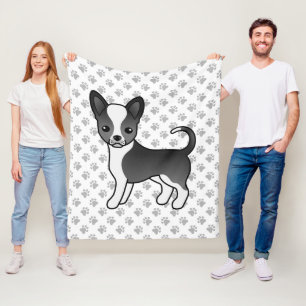 Black And White Smooth Coat Chihuahua Dog & Paws Fleece Blanket