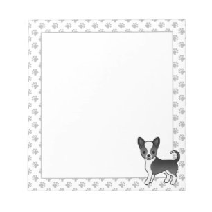 Black And White Smooth Coat Chihuahua Dog & Paws Notepad