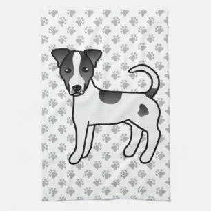 Black And White Smooth Coat Parson Russell Terrier Tea Towel