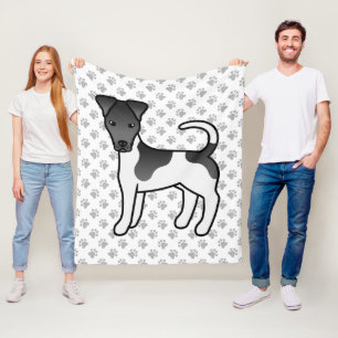 Black And White Smooth Fox Terrier Cartoon Dog Fleece Blanket
