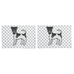 Black And White Smooth Fox Terrier Cartoon Dog Pillowcase