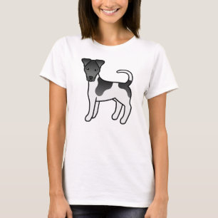 Black And White Smooth Fox Terrier Cartoon Dog T-Shirt