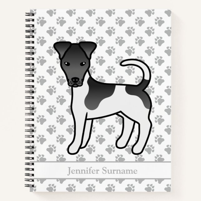Black And White Smooth Fox Terrier Cute Dog & Name Notebook (Front)