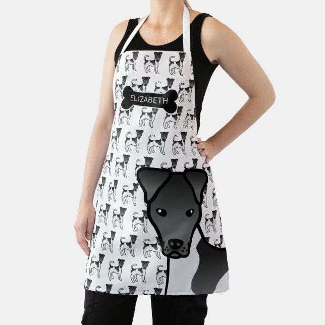 Black And White Smooth Fox Terrier Dog & Name Apron (Insitu)