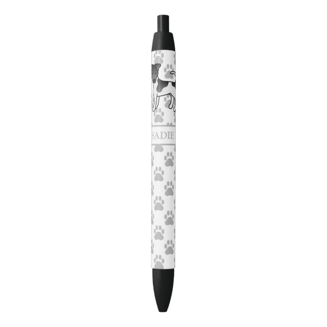 Black And White Smooth Fox Terrier Dog & Name Ink Pen (Front Vertical)