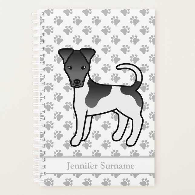 Black And White Smooth Fox Terrier Dog & Name Planner (Front)