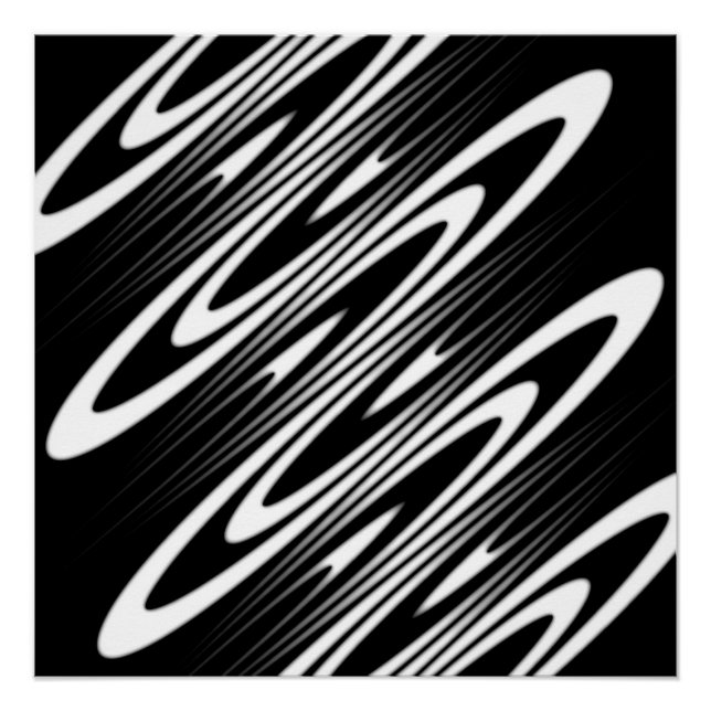 black and white smooth organic wavy pattern poster (Front)