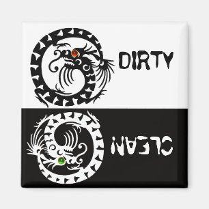 BLACK AND WHITE SNAKE DRAGONS DIRTY CLEAN MAGNET