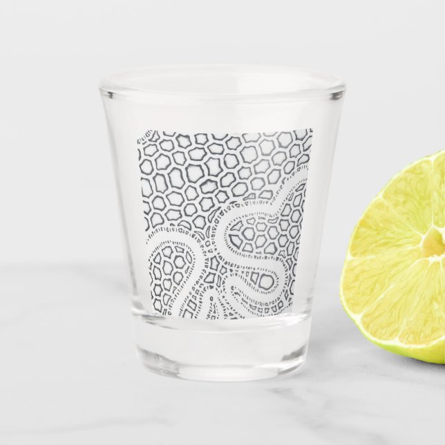 Black and White Snake Scale Shot Glass (Front)