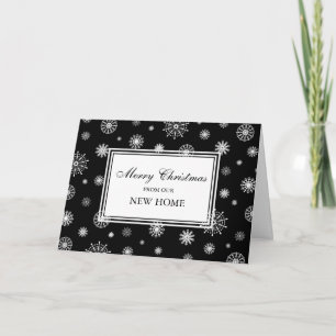Black and White Snow New Address Christmas Card
