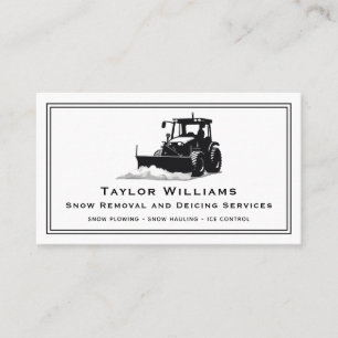 Black And White Snow Removal And Deicing Services Business Card