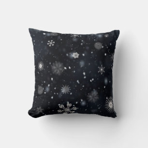 Black and White Snowflake Cushion