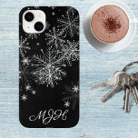 Black and White Snowflake Monogram  Case-Mate iPhone 14 Plus Case<br><div class="desc">Give your cell phone it's own seasonal look! Personalise it with your desired name or initials.</div>