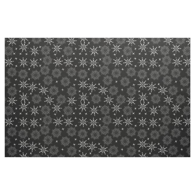 Black and White Snowflake Pattern Fabric (Fat Quarter)