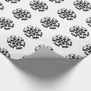 Black and White Snowflake Pattern Wrapping Paper