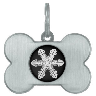 Black and White Snowflake Pet Tag