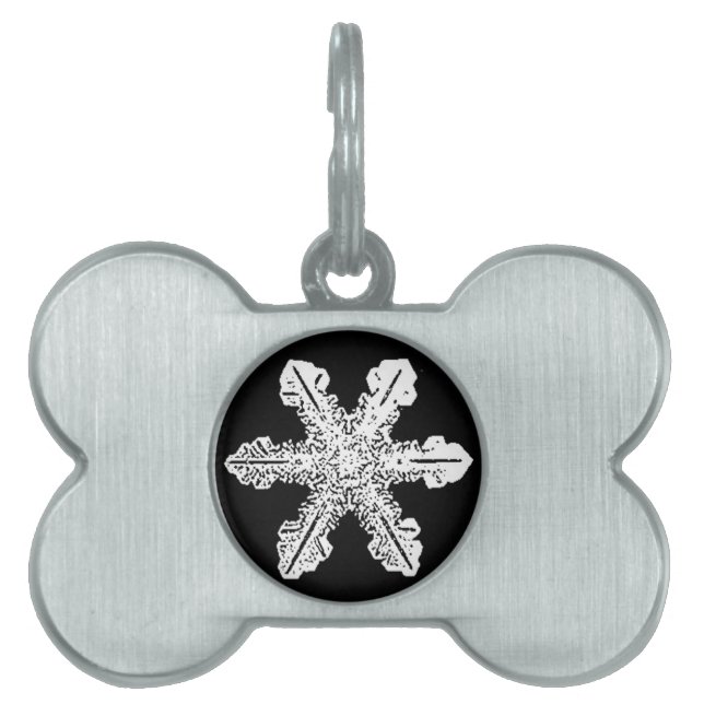 Black and White Snowflake Pet Tag (Front)