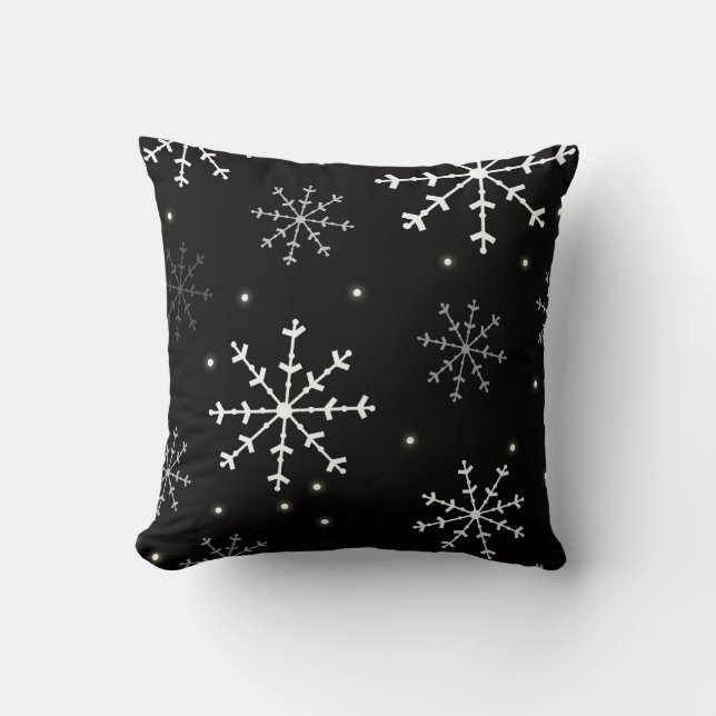 Black and White Snowflake Pillow (Front)