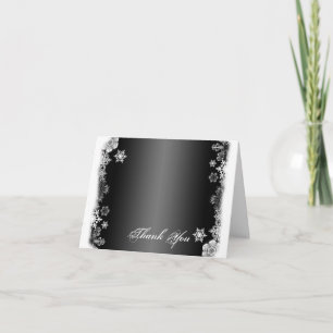 Black and White Snowflake Wedding Thank You card