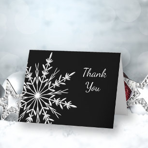 Black and White Snowflake Winter Thank You Card