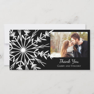 Black and White Snowflake Winter Wedding Thank You