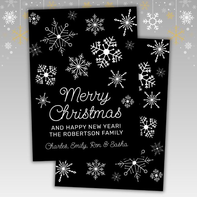 Black and White Snowflakes Christmas Holiday Card (Creator Uploaded)