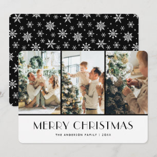 Black and White Snowflakes Photo Christmas Card