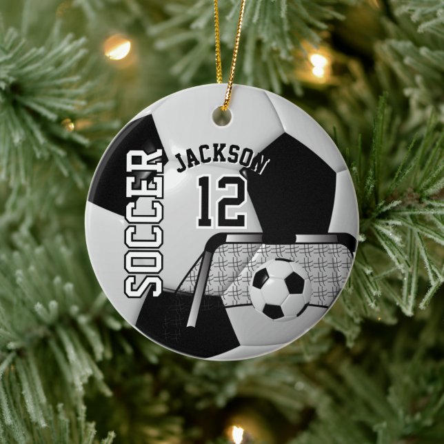 Black and White Soccer Ball ⚽ Ceramic Tree Decoration (Tree)