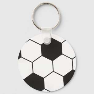 Black And White Soccer Ball Geometric Pattern Key Ring