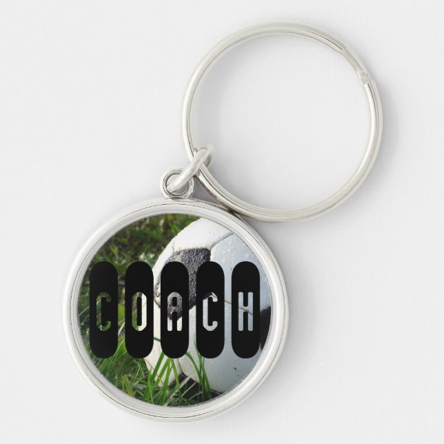 Black and White Soccer Ball in Green Grass Key Ring (Front)