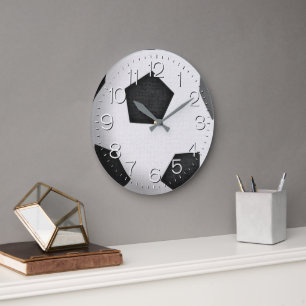 Black and White Soccer Ball Large Clock