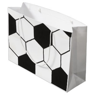 Black and White Soccer Ball Pattern Geometric  Large Gift Bag