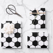 Black and white Soccer ball pattern Wrapping Paper
