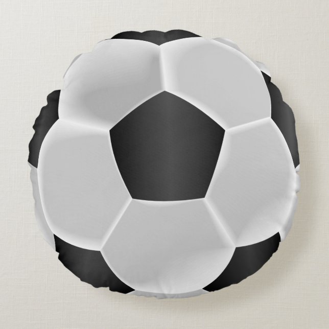 Black and White Soccer Ball Round Cushion (Front)