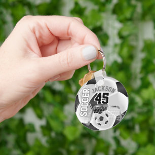 Black and White Soccer ⚽ Ball Sport Key Ring