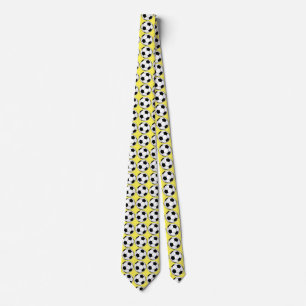 Black and White Soccer Balls on Yellow Tie