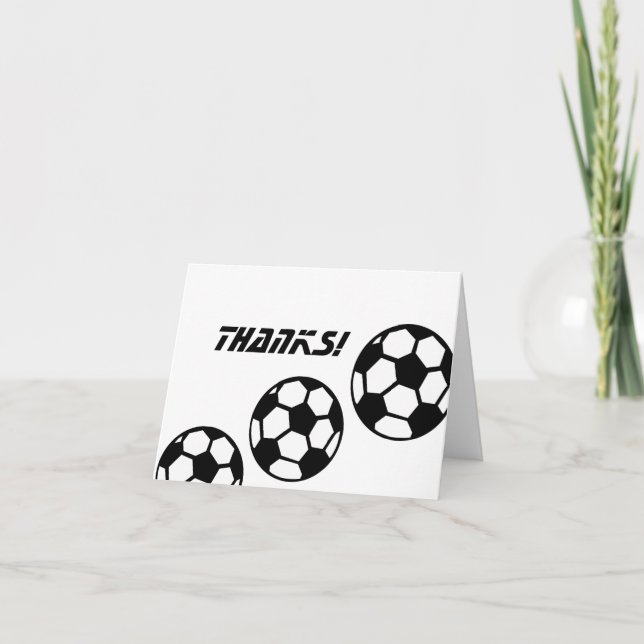Black and White Soccer Balls Thank You Card (Front)