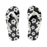 Black and White Soccer Football Flip Flops