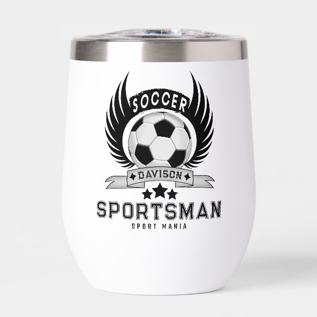 Black and White  Soccer Logo Personalized Design (Front)