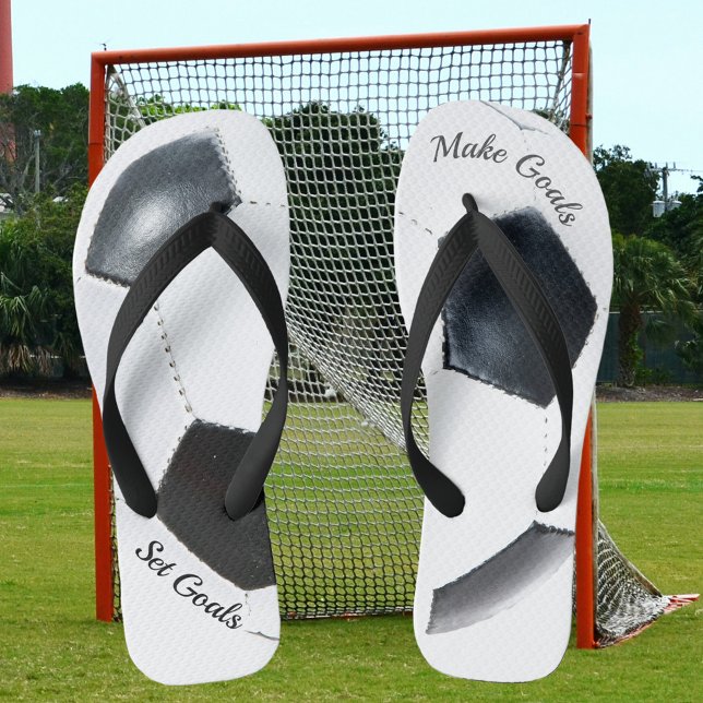Black and White Soccer patterned Jandals (Creator Uploaded)