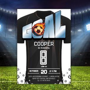 Black and White Soccer Shirt Birthday Party  Invitation