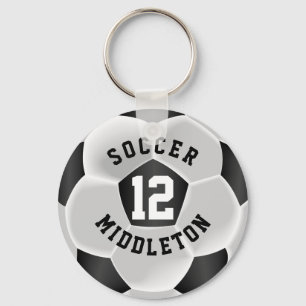 Black and White Soccer Sport Ball Key Ring
