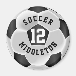 Black and White Soccer Sport Ball Magnet