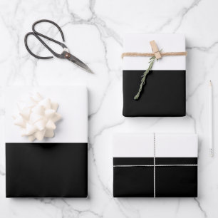 Black And White Solid Colours Design Wrapping Paper Sheet