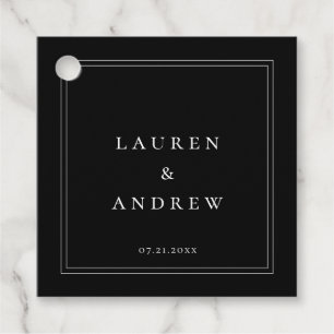 Black and White Solid Modern Minimalist Favour Tags