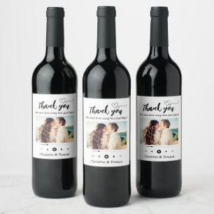 Black and White Song Playlist Photo Wedding Wine Label